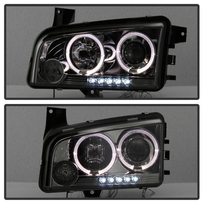 Spyder Dodge Charger 06-10 Projector Headlights Halogen Only - LED Halo LED Smke PRO-YD-DCH05-LED-SM 5009753