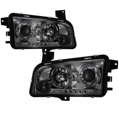 Spyder Dodge Charger 06-10 Projector Headlights Halogen Only - LED Halo LED Smke PRO-YD-DCH05-LED-SM 5009753