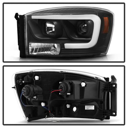 Spyder Dodge Ram 1500 06-08 V2 Projector Headlights - Light Bar DRL - Black (PRO-YD-DR06V2-LB-BK) 5085306