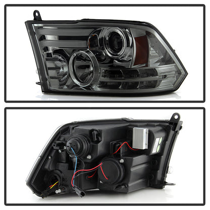 Spyder Dodge Ram 09-12 Projector Headlights Light Bar DRL Smoke PRO-YD-DR09-LBDRL-SM 5081742