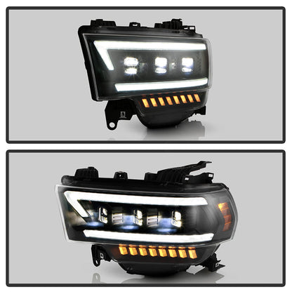 SPYDER 19-22 Dodge Ram 2500/3500 (Halogen Model Only) Proj. Headlights (PRO-YD-DR19HDHALAP-SEQ-BK) 5088604