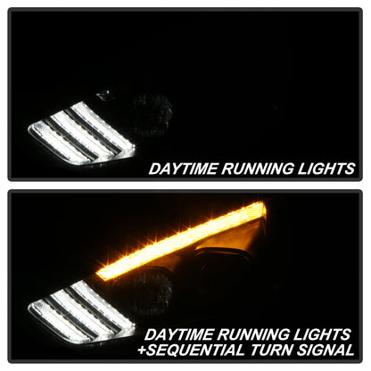 Spyder 15-18 Ford Focus Projector Headlights - Seq Turn Light Bar - Black PRO-YD-FF15-LBSEQ-BK 5086105