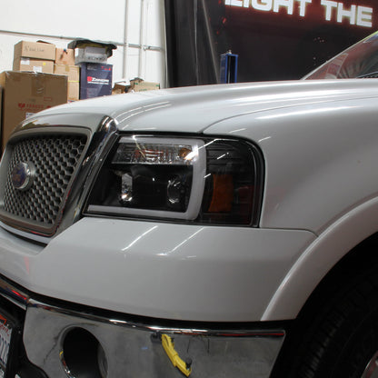 Spyder 04-08 Ford F-150 Projector Headlights - Light Bar DRL - Black PRO-YD-FF15004V2-LB-BK 5084484