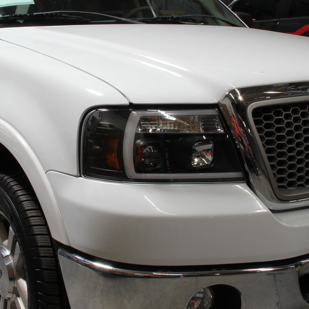 Spyder 04-08 Ford F-150 Projector Headlights - Light Bar DRL - Black PRO-YD-FF15004V2-LB-BK 5084484