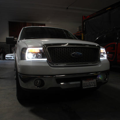 Spyder 04-08 Ford F-150 Projector Headlights - Light Bar DRL - Black PRO-YD-FF15004V2-LB-BK 5084484