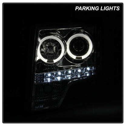 Spyder Ford F150 09-14 Projector Headlights Halogen Model- LED Halo LED Smke PRO-YD-FF15009-HL-SM 5010254