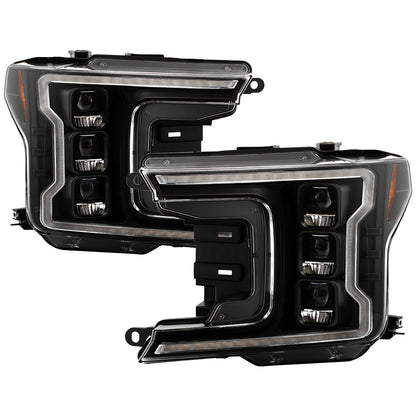 SPYDER 18-20 Ford F-150 Headlights - Halogen Model Only - DRL LED - Black PRO-YD-FF15018HALAP-SEQ-BK 5088475