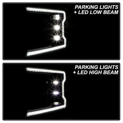 SPYDER 18-20 Ford F-150 Headlights - Halogen Model Only - DRL LED - Black PRO-YD-FF15018HALAP-SEQ-BK 5088475
