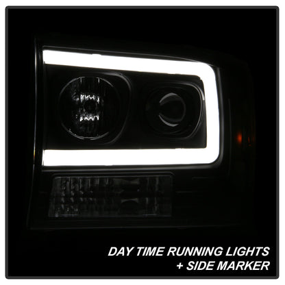 Spyder 99-04 Ford F250 Super Duty Projector Headlights - Light Bar - Black PRO-YD-FF25099V2-LB-BK 5084491