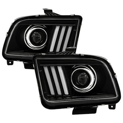 Spyder 05-08 Ford Mustang Projector Headlights V2 w/ LED DRL - Black (PRO-YD-FM05V2-DRL-BK) 5083876