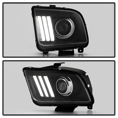 Spyder 05-08 Ford Mustang Projector Headlights V2 w/ LED DRL - Black (PRO-YD-FM05V2-DRL-BK) 5083876