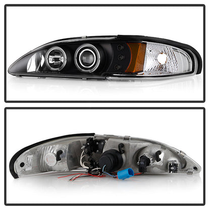 Spyder Ford Mustang 94-98 1PC Projector LED Halo Amber Reflctr LED Blk Low H3 PRO-YD-FM94-1PC-AM-BK 5010391