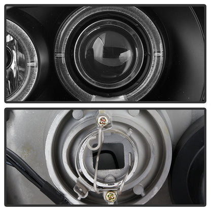 Spyder Ford Mustang 94-98 1PC Projector LED Halo Amber Reflctr LED Blk Low H3 PRO-YD-FM94-1PC-AM-BK 5010391