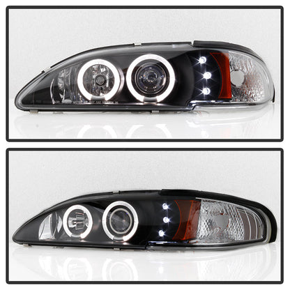 Spyder Ford Mustang 94-98 1PC Projector LED Halo Amber Reflctr LED Blk Low H3 PRO-YD-FM94-1PC-AM-BK 5010391