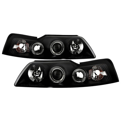 Spyder Ford Mustang 99-04 Projector Headlights LED Halo Black High H1 Low H1 PRO-YD-FM99-1PC-AM-BK 5010445