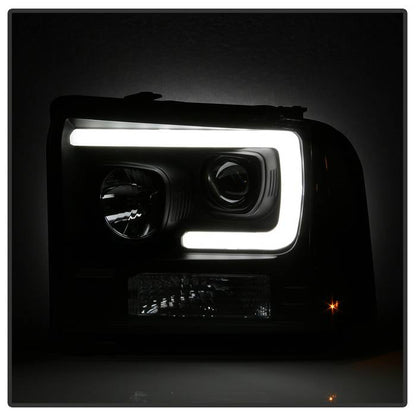 Spyder Ford F250/350/450 05-07 Projector Headlights - Light Bar DRL LED - Black PRO-YD-FS05V2-LB-BK 5084507