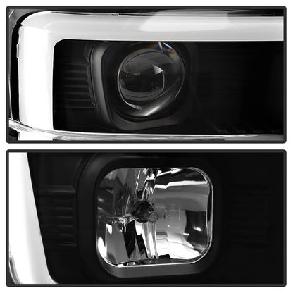 Spyder 08-10 Ford F-250 Projector Headlights V2 - Light Bar DRL LED - Black PRO-YD-FS08V2-LB-BK 5084477