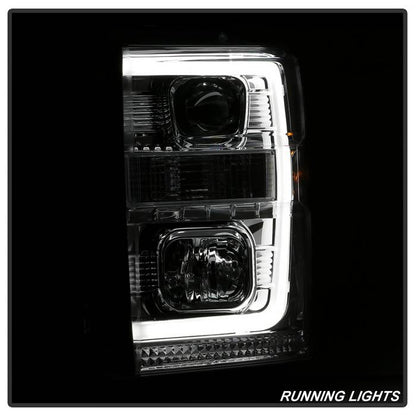 Spyder 08-10 Ford F-250 Super Duty V2 Light Bar DRL Projector Headlights - Chrm (PRO-YD-FS08V2-LB-C) 5084699