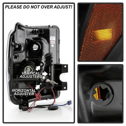 Spyder Ford Super Duty 11-16 Projector Headlights LEDHalo DRL All Black PRO-YD-FS11-HL-BKV2 5086013