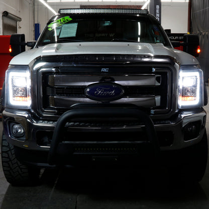 Spyder Ford F250/350/450 11-16 V2 High-Power LED Headlights-White Light Bar-Black PRO-YD-FS11V2PL-BK 5087898