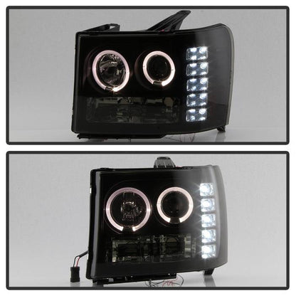 Spyder GMC Sierra 1500/2500 07-13 Projector Headlights LED Halo- LED Blk Smke PRO-YD-GS07-HL-BSM 5078506