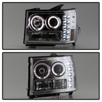 Spyder GMC Sierra 1500/2500/3500 07-13 Projector Headlights LED Halo- LED Chrome PRO-YD-GS07-HL-C 5010612