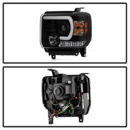 Spyder GMC Sierra 14-16 Projector Headlights Light Bar DRL Blk PRO-YD-GS14V2-LBDRL-BK 5080851