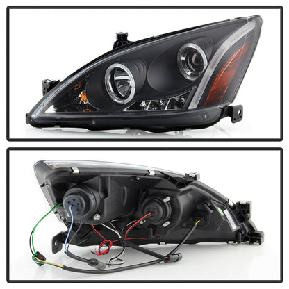 Spyder Honda Accord 03-07 Projector Headlights LED Halo Amber Reflctr LED Blk PRO-YD-HA03-AM-BK 5010636