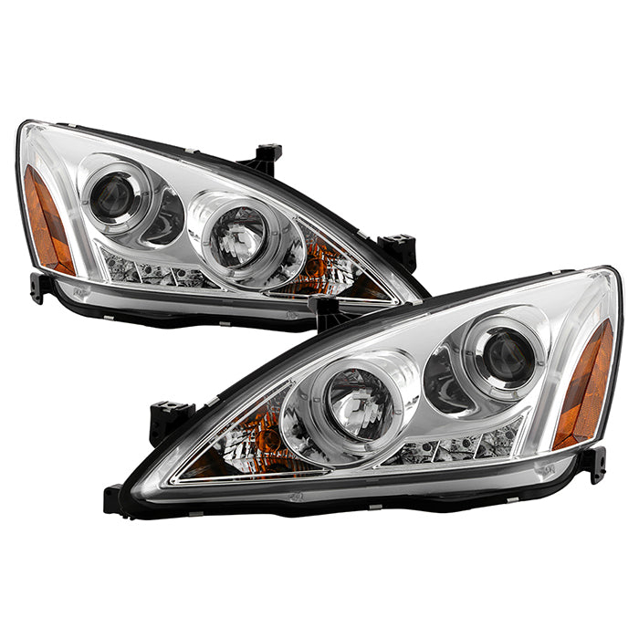 Spyder Honda Accord 03-07 Projector Headlights LED Halo Amber Reflctr LED Chrm PRO-YD-HA03-AM-C 5010643
