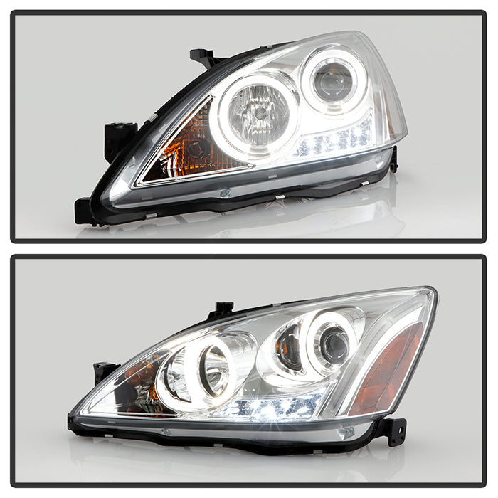 Spyder Honda Accord 03-07 Projector Headlights LED Halo Amber Reflctr LED Chrm PRO-YD-HA03-AM-C 5010643