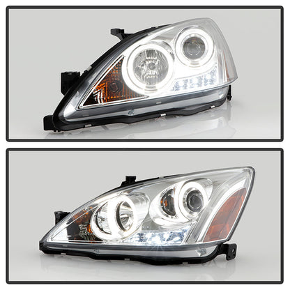 Spyder Honda Accord 03-07 Projector Headlights LED Halo Amber Reflctr LED Chrm PRO-YD-HA03-AM-C 5010643