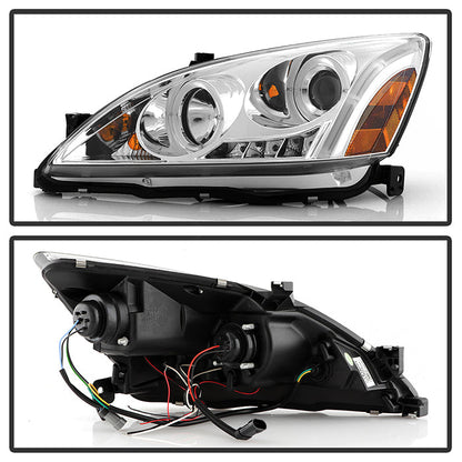 Spyder Honda Accord 03-07 Projector Headlights LED Halo Amber Reflctr LED Chrm PRO-YD-HA03-AM-C 5010643