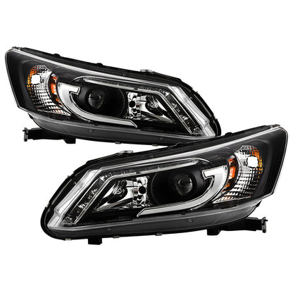 Spyder Honda Accord 2013-2015 4DR Projector Headlights Light Bar DRL Black PRO-YD-HA13-LBDRL-BK 5080530
