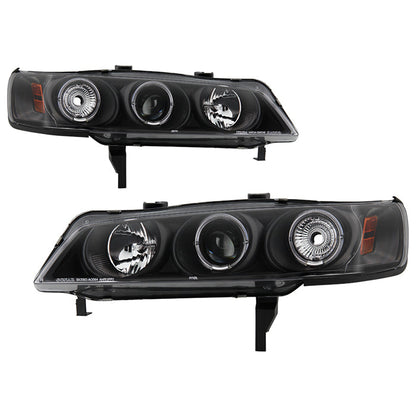 Spyder Honda Accord 94-97 1PC Projector Headlights LED Halo Amber Reflctr Blk PRO-YD-HA94-AM-BK 5010698
