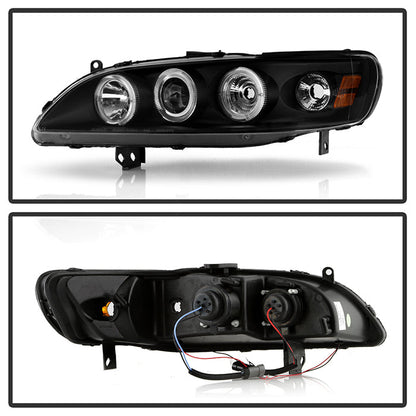 Spyder Honda Accord 98-02 1PC Projector Headlights LED Halo Amber Reflctr Blk PRO-YD-HA98-AM-BK 5010728