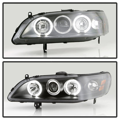 Spyder Honda Accord 98-02 1PC Projector Headlights LED Halo Amber Reflctr Blk PRO-YD-HA98-AM-BK 5010728