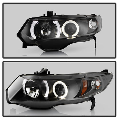 Spyder Honda Civic 06-08 2Dr Projector Headlights LED Halo Black High H1 Low H1 PRO-YD-HC06-2D-HL-BK 5010780