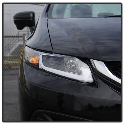Spyder Honda Civic 2012-2014 Projector Headlights - Light Bar DRL Black PRO-YD-HC12-DRL-BK 5076519