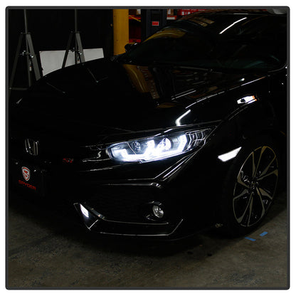 Spyder 16-18 Honda Civic 4Dr w/LED Seq Turn Sig Lights Proj Headlight - Black - PRO-YD-HC16-SEQ-BK 5086099
