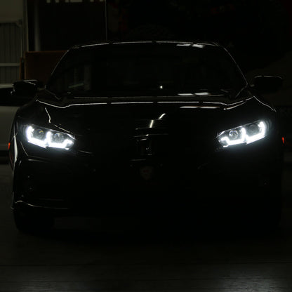 SPYDER Honda Civic 16-20 LED Model High-Power LED Module Headlights - Black (PRO-YD-HC16LEDAP-SEQGR-BK) 5088932