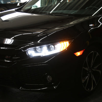 SPYDER Honda Civic 16-20 LED Model High-Power LED Module Headlights - Black (PRO-YD-HC16LEDAP-SEQGR-BK) 5088932