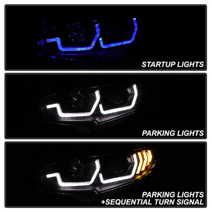 Spyder Honda Civic 16- 2DR/4DR/Hatchback Projector Headlights - Black PRO-YD-HC16SI-SEQGR-BK 5087867