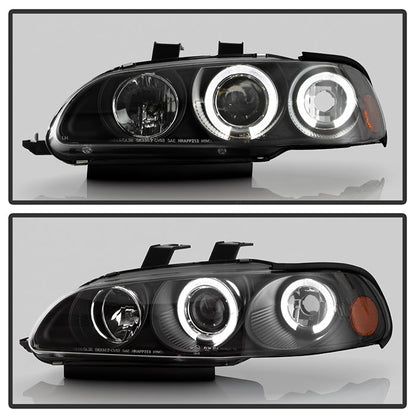 Spyder Honda Civic 92-95 2/3DR 1PC Projector LED Halo Amber Reflctr Blk PRO-YD-HC921P-23D-AM-BK 5010841