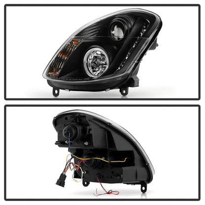 Spyder Infiniti G35 03-04 4DR Projector Halogen - LED Halo DRL Blk High H4 PRO-YD-IG35034D-DRL-BK 5031747
