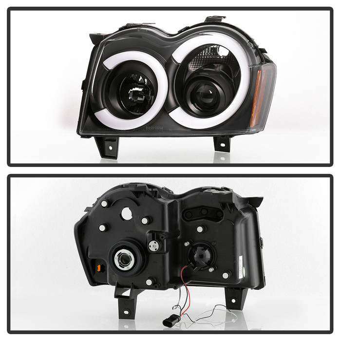 Spyder 05-07 Jeep Grand Cherokee - Light Bar Projector Headlights - Black - PRO-YD-JGC05V2-LB-BK 5086129
