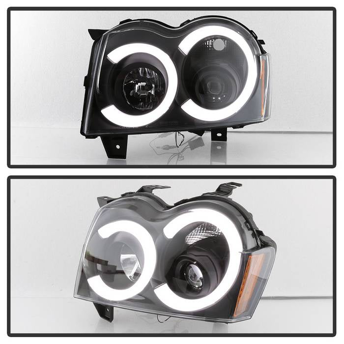 Spyder 05-07 Jeep Grand Cherokee - Light Bar Projector Headlights - Black - PRO-YD-JGC05V2-LB-BK 5086129