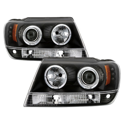 Spyder Jeep Grand Cherokee 99-04 Projector Headlights LED Halo LED Blk - PRO-YD-JGC99-HL-BK 5011145