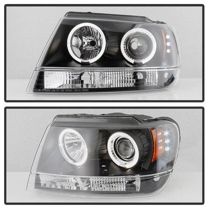 Spyder Jeep Grand Cherokee 99-04 Projector Headlights LED Halo LED Blk - PRO-YD-JGC99-HL-BK 5011145