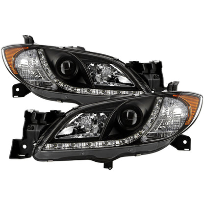 Spyder Mazda 3 04-08 4Dr Sedan Projector Headlights Halogen - DRL Blk PRO-YD-M304-DRL-BK 5017451