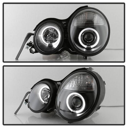 Spyder Mercedes Benz E-Class 95-99 Projector Headlights LED Halo Blk PRO-YD-MBW21095-HL-BK 5011275